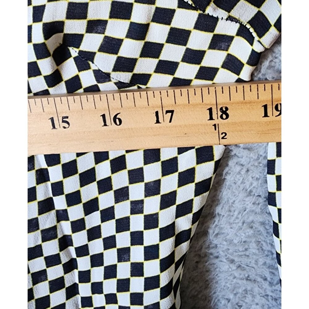 Reiss‎ Women's Sz 10 Dahlia Check Long Sleeve Dress Asymmetrical Hem Black/White - Picture 11 of 16